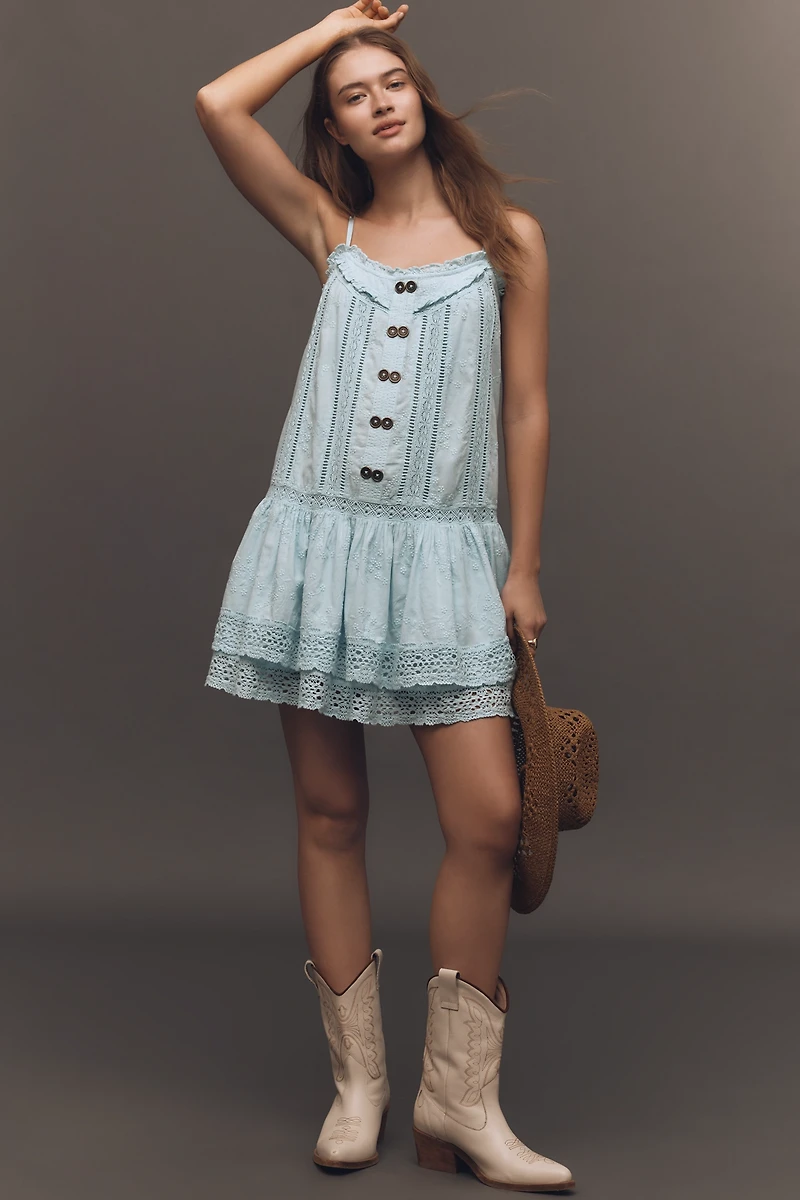 Pilcro Sleeveless Square-Neck Swing Mini Dress