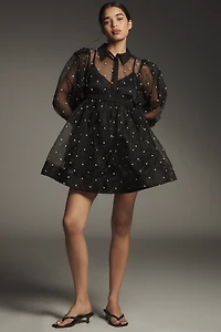 Maeve Sheer Collared Babydoll Mini Dress