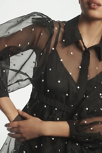 Maeve Sheer Collared Babydoll Mini Dress