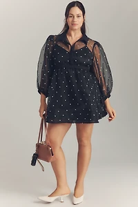 Maeve Sheer Collared Babydoll Mini Dress