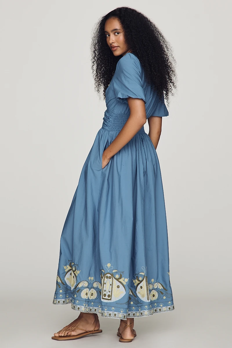 By Anthropologie Katerina Embroidered Maxi Dress