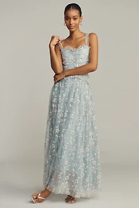 By Anthropologie Sleeveless Tulle A-Line Maxi Dress