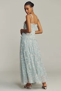 By Anthropologie Sleeveless Tulle A-Line Maxi Dress