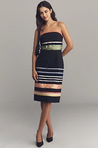 By Anthropologie Strapless Poplin Midi Dress