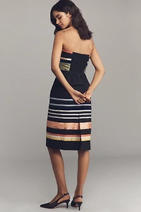 By Anthropologie Strapless Poplin Midi Dress