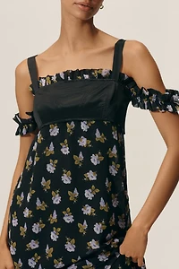 Maeve Square-Neck Sheer Floral Midi Dress