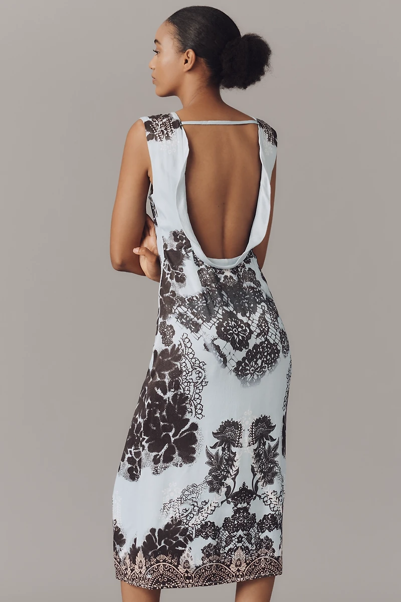 By Anthropologie Cowl-Neck Low-Back Midi Dress