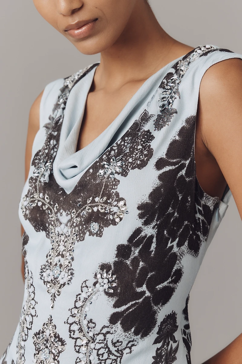 By Anthropologie Cowl-Neck Low-Back Midi Dress