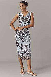 By Anthropologie Cowl-Neck Low-Back Midi Dress