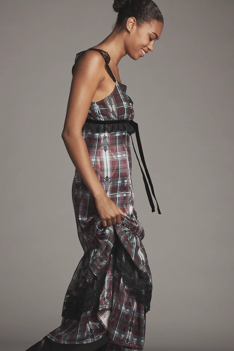 By Anthropologie V-Neck Lace-Trim Midi Dress