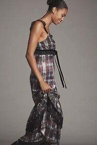 By Anthropologie V-Neck Lace-Trim Midi Dress