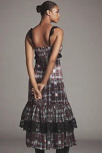 By Anthropologie V-Neck Lace-Trim Midi Dress