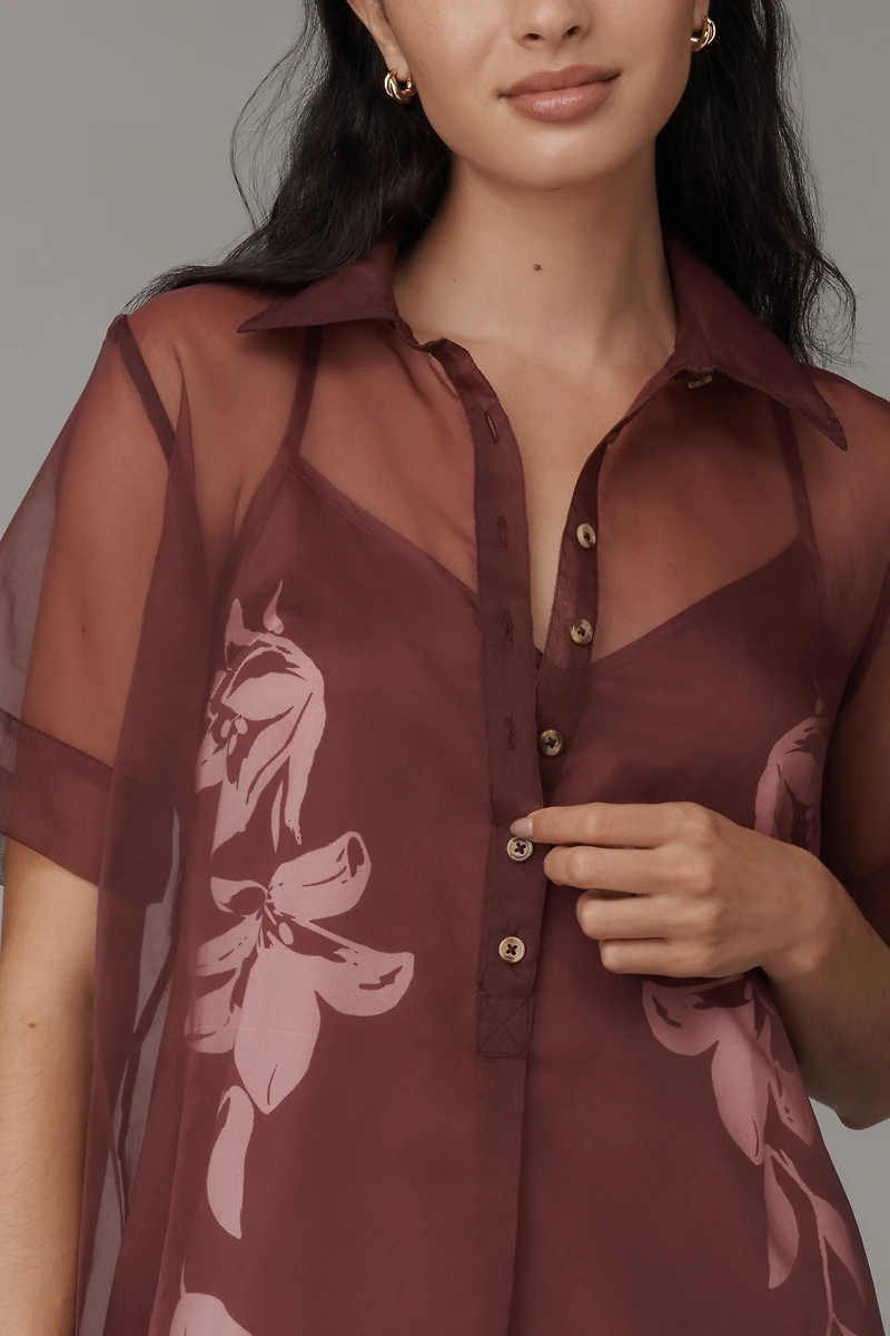 The Pollie Short-Sleeve Sheer Swing Tunic Mini Dress