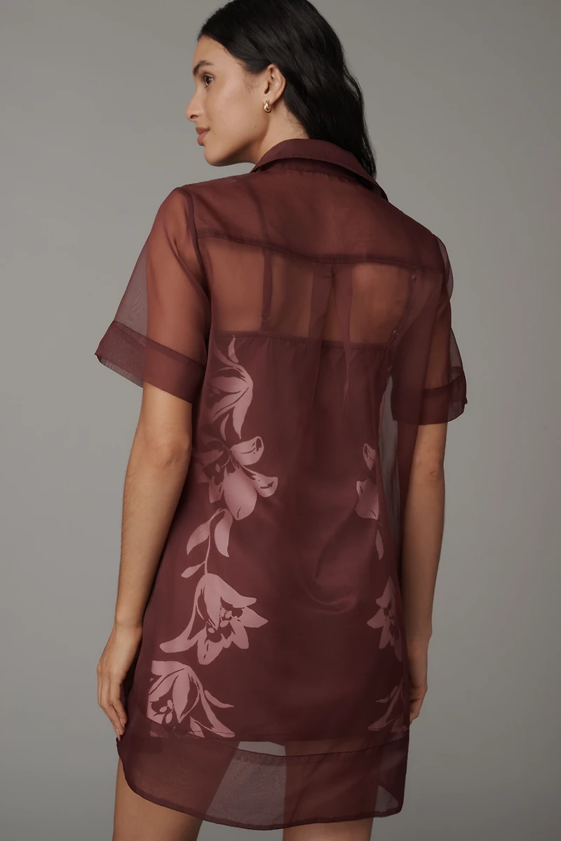 The Pollie Short-Sleeve Sheer Swing Tunic Mini Dress