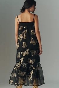 By Anthropologie Sleeveless Butterfly Midi Dress