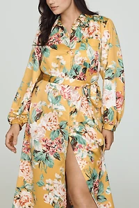 The Mona Silky Maxi Shirt Dress by Maeve