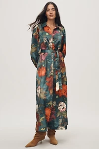 The Mona Silky Maxi Shirt Dress by Maeve