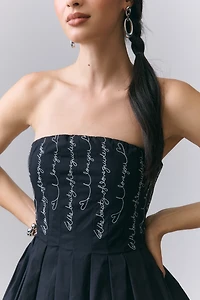 Maeve Love Script Strapless Mini Dress