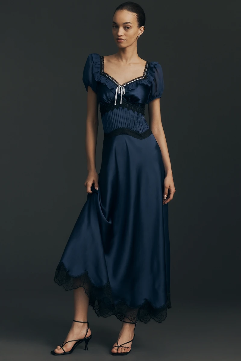 By Anthropologie V-Neck Ruffle Slip Dress