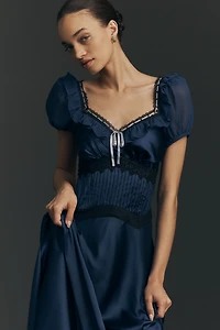 By Anthropologie V-Neck Ruffle Slip Dress