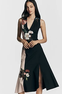 By Anthropologie Sleeveless V-Neck Deco A-Line Dress