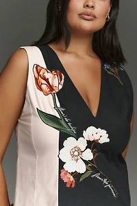 By Anthropologie Sleeveless V-Neck Deco A-Line Dress