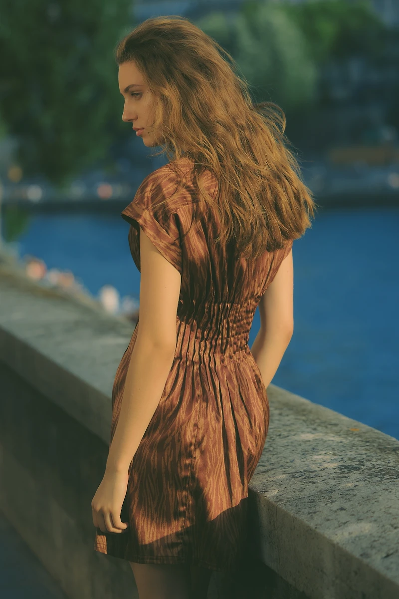 Linded Silken Pleated Shirtdress by Pilcro