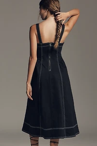 Pilcro Square-Neck Bustier Midi Dress