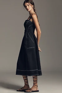 Pilcro Square-Neck Bustier Midi Dress