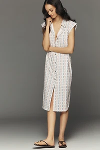Maeve Buttondown Sheath Collared Midi Dress
