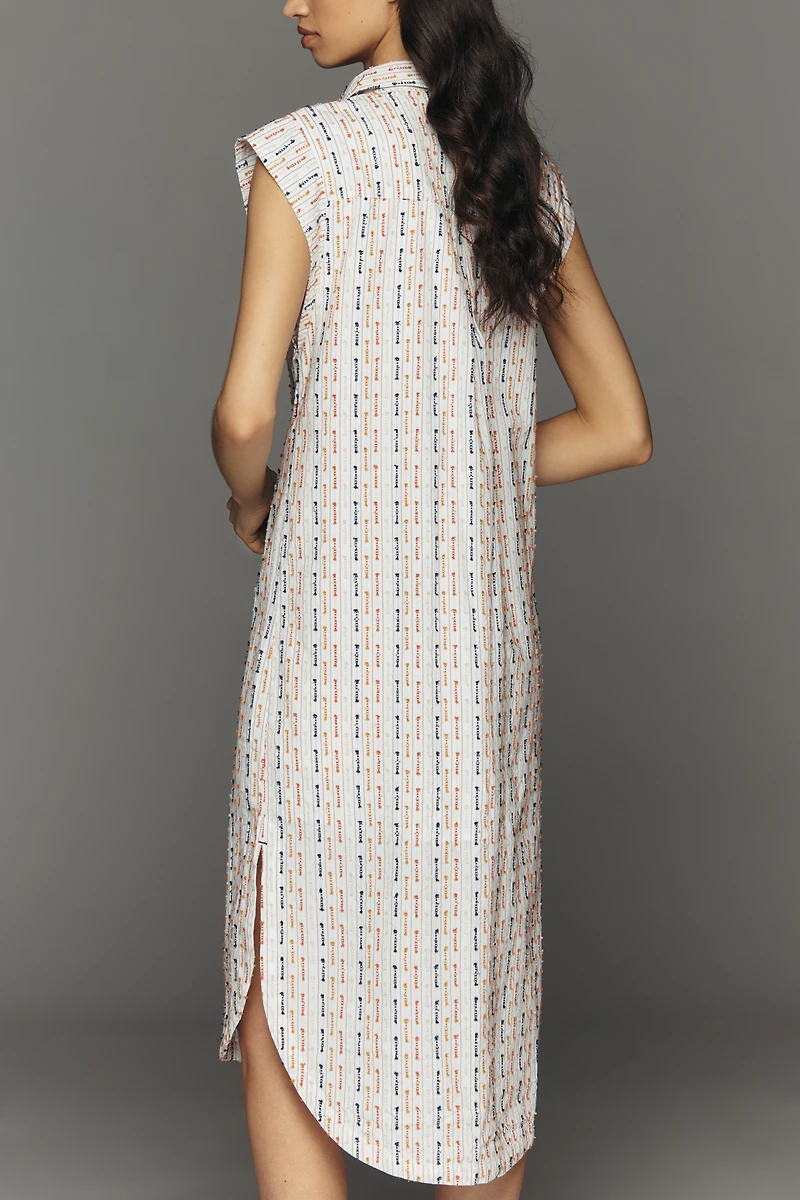 Maeve Buttondown Sheath Collared Midi Dress