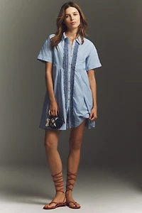 Maeve Cotton Ruffle Mini Swing Dress