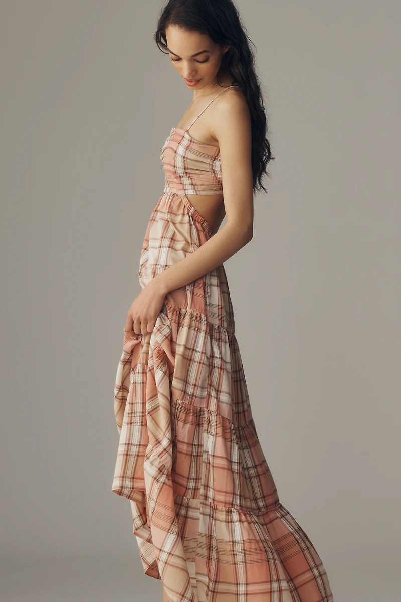 Maeve Strapless Plaid Maxi Dress