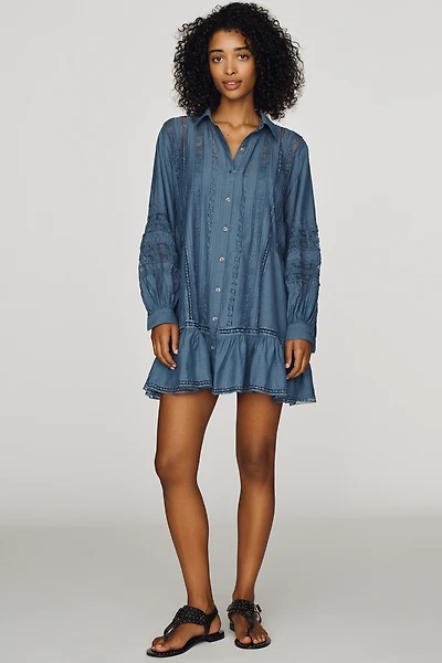 By Anthropologie Lace Panel Shirtdress