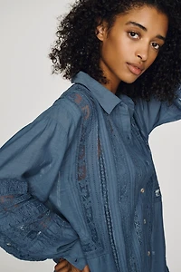 By Anthropologie Lace Panel Shirtdress