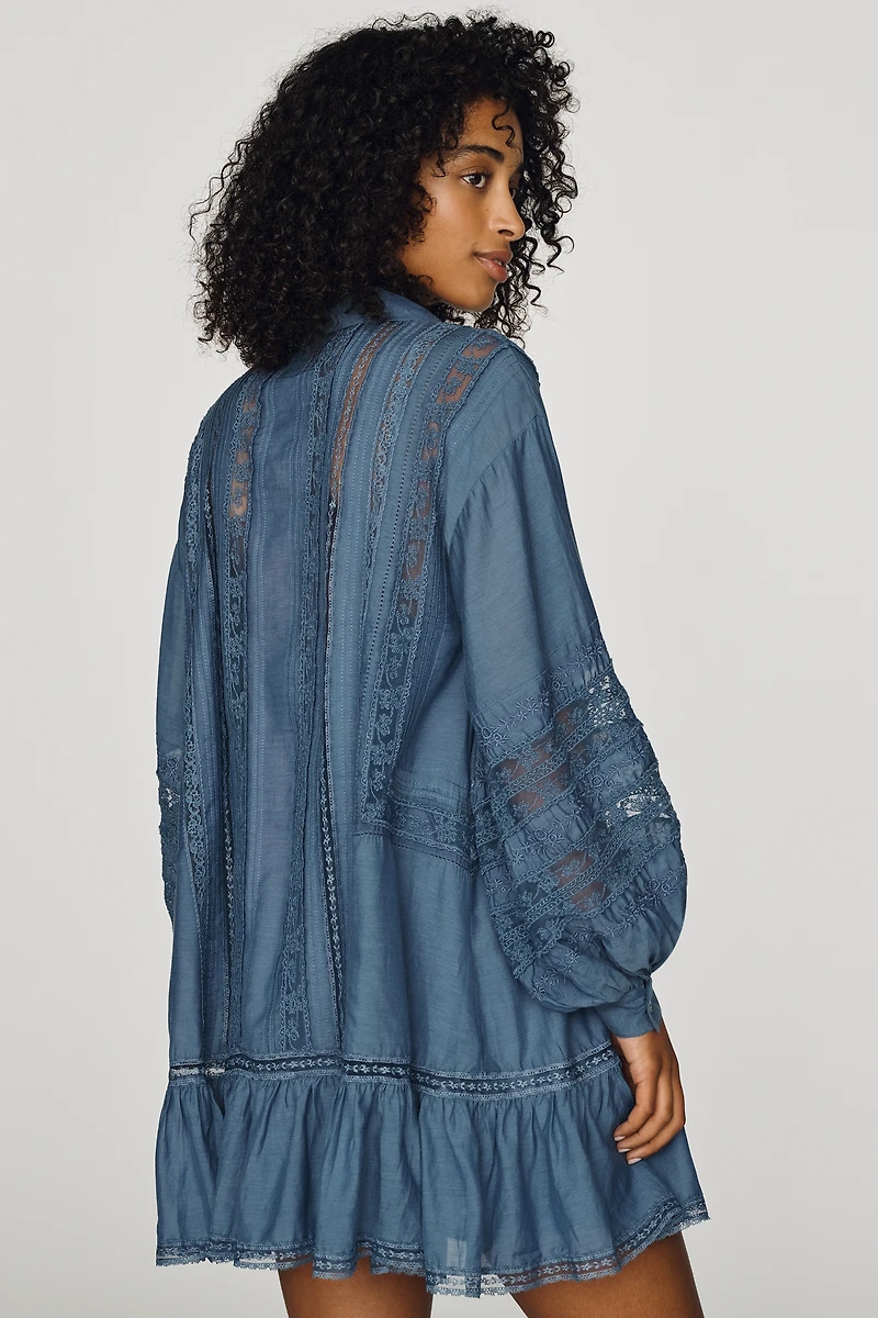 By Anthropologie Lace Panel Shirtdress