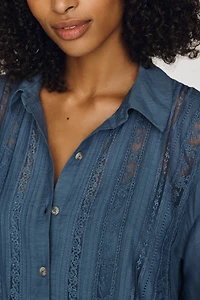 By Anthropologie Lace Panel Shirtdress