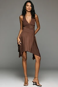 By Anthropologie Knit Plunge Halter Mini Dress