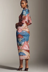 By Anthropologie Mock-Neck Knit Maxi Dress