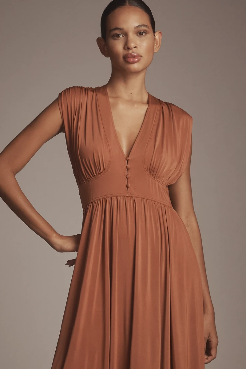 By Anthropologie Sleeveless V-Neck A-Line Midi Dress