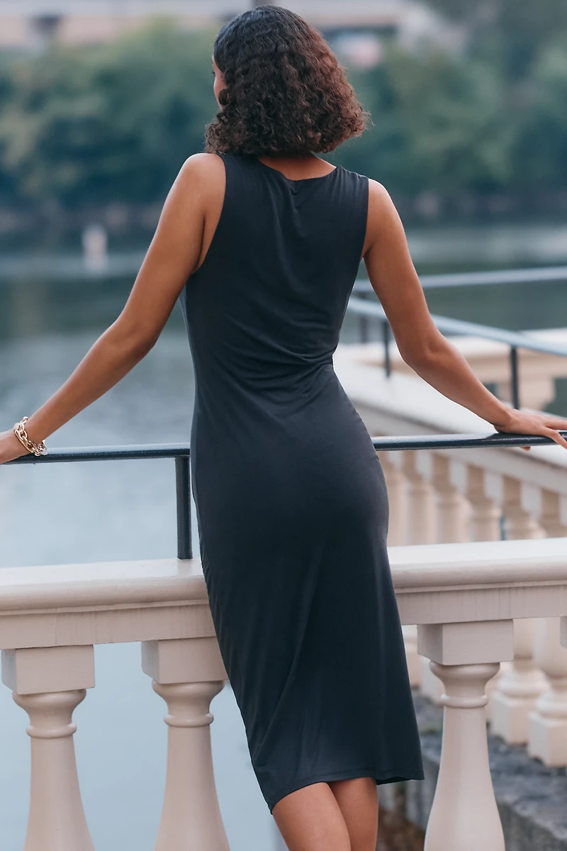 By Anthropologie Sleeveless Square-Neck Knit Midi Dress