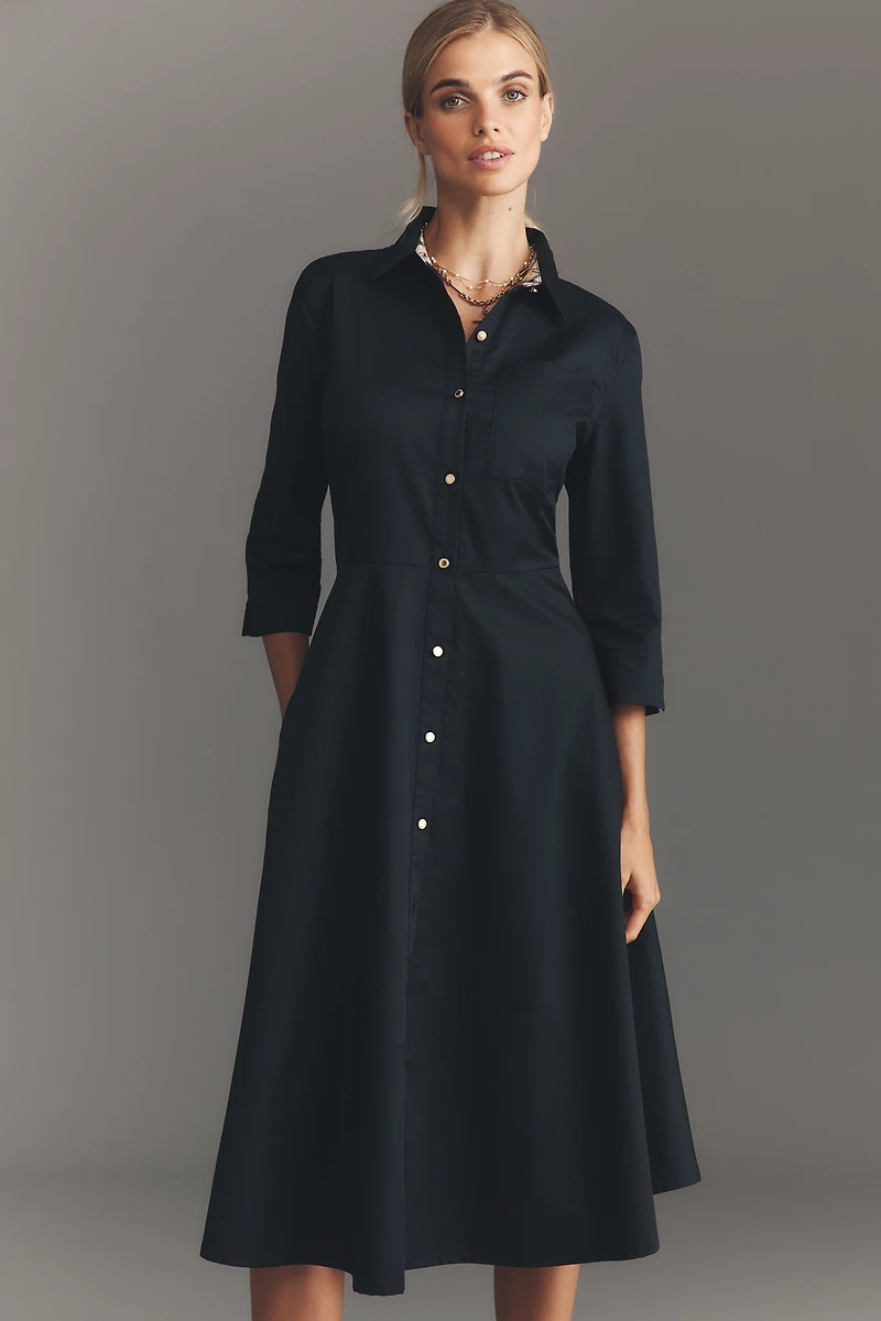 Barbour Saffron Fit & Flare Midi Shirt Dress