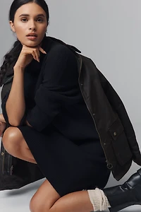 Barbour Turtleneck Rib Stretch Sweater Mini Dress