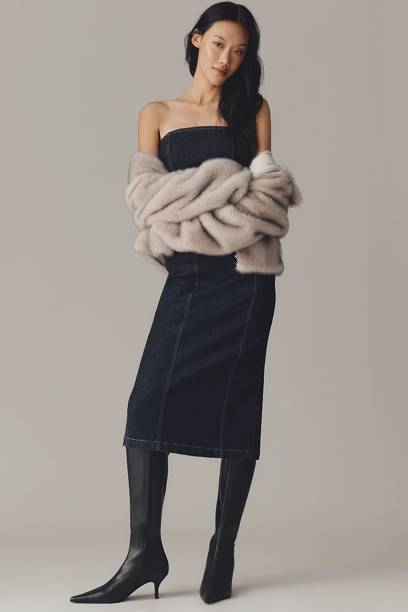 DL1961 Esme Strapless Denim Midi Dress