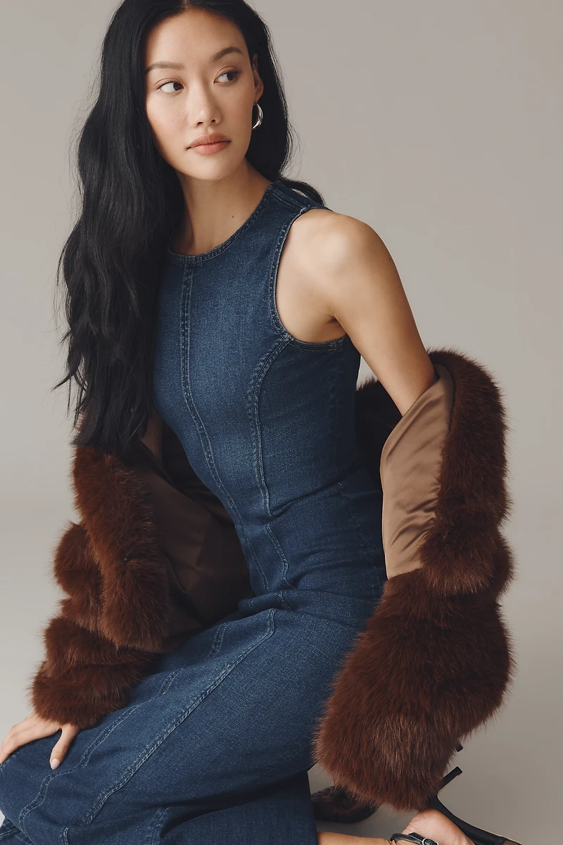 DL1961 Esme Sleeveless Seamed Denim Midi Dress