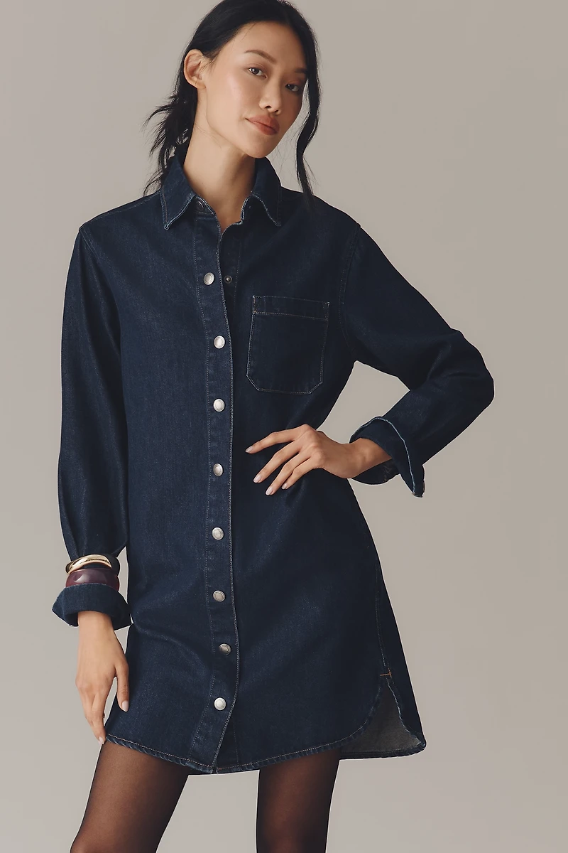 DL1961 Faye Long-Sleeve Denim Mini Shirt Dress