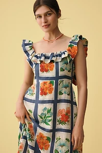 Palm. Noosa Gia Ruffle Linen Maxi Dress