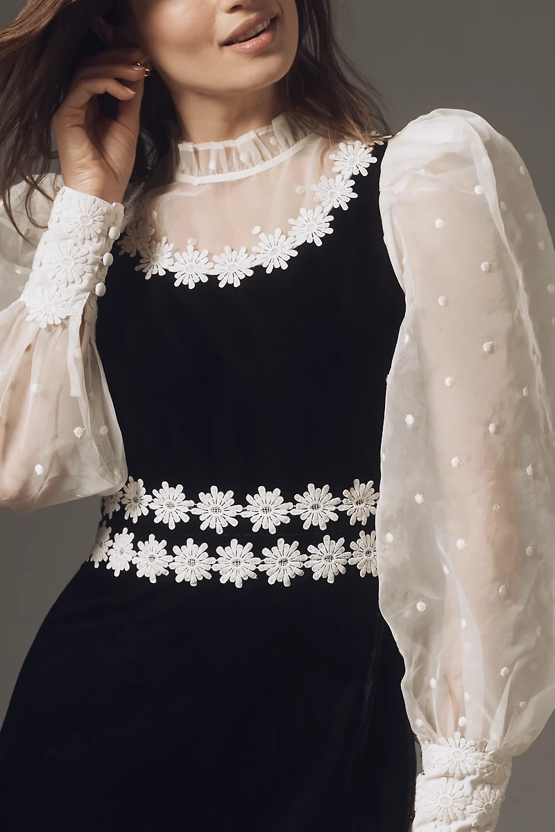 Queens of Archive Karina Puff-Sleeve High-Neck Mini Dress