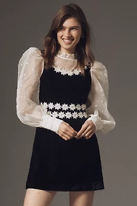 Queens of Archive Karina Puff-Sleeve High-Neck Mini Dress