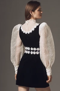 Queens of Archive Karina Puff-Sleeve High-Neck Mini Dress